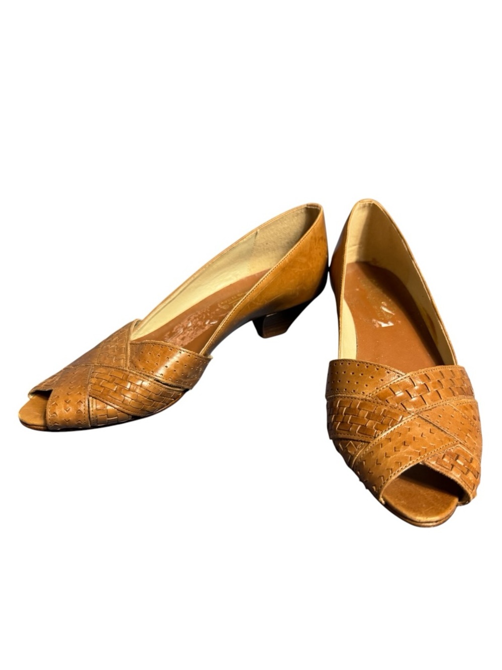 Bandolino Woven Leather Peep-Toe Flats